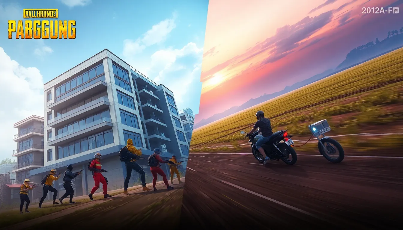 Players in urban and open field settings from PUBG Taego.